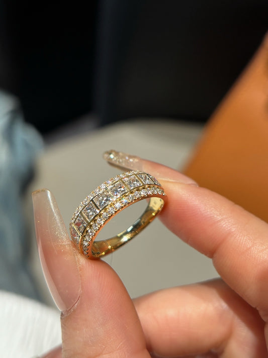 18K Yellow Gold Two-Row Lab-Grown Diamond Eternity Ring | 1.688ct Total