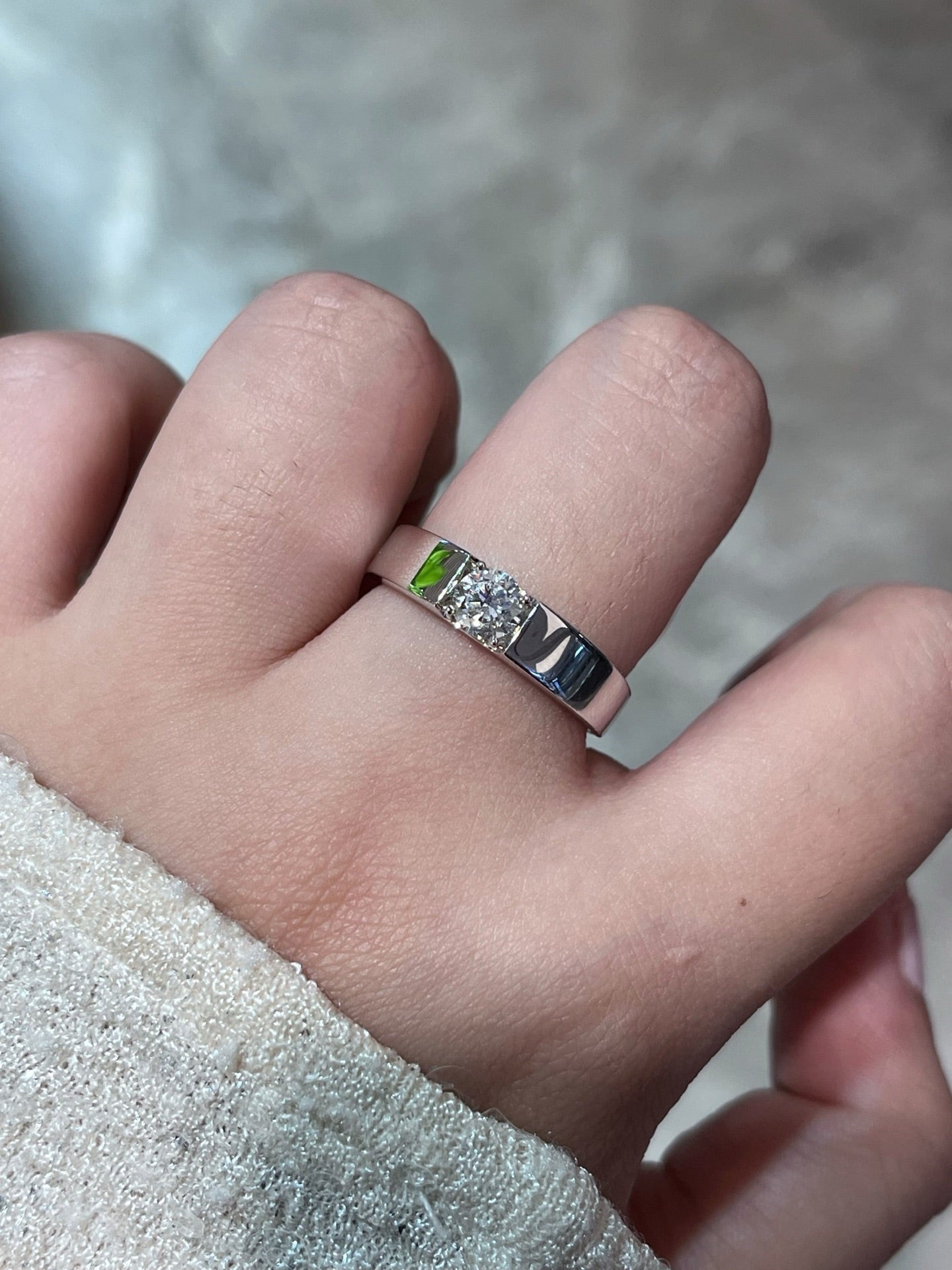 Modern Wide Band Lab-Grown Diamond Men's Ring in Platinum