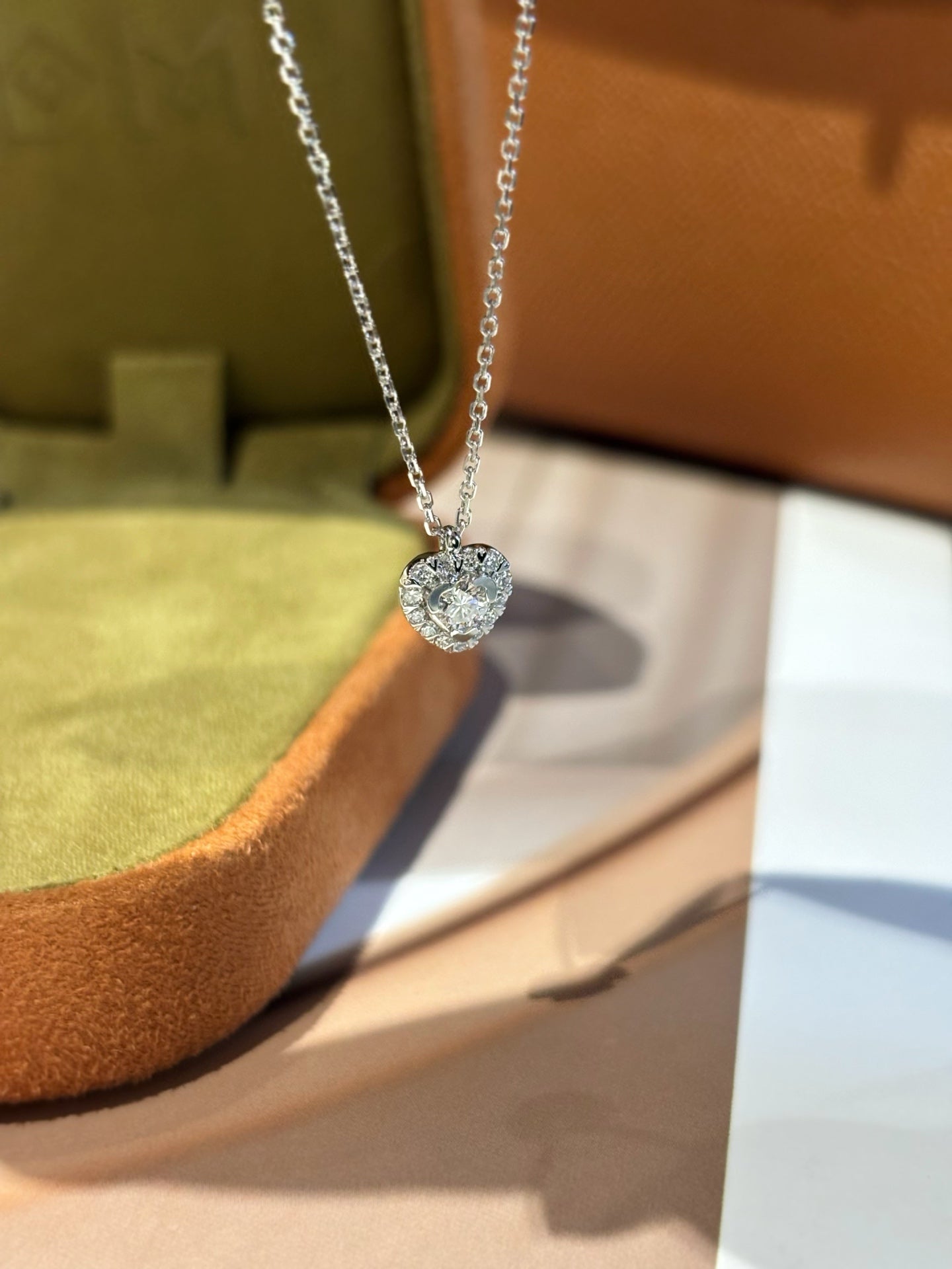 PT950 Platinum 0.155ct D Color Pave Set Heart Lab Grown Diamond Pendant Necklace - "Sweet Heart" Collection