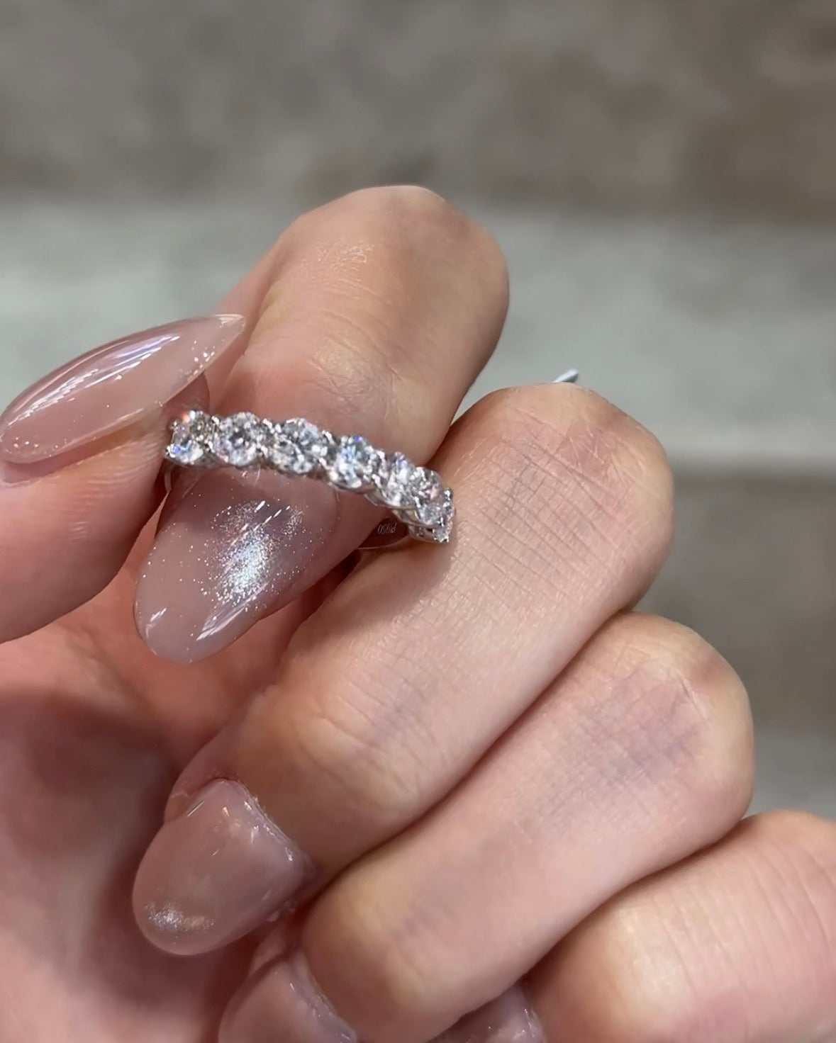 18K Gold / PT950 Platinum 1.303ct Total D-E Color VVS Round Brilliant Cut Lab Grown Diamond Half Eternity Band - "Lumina Half Eternity" Collection