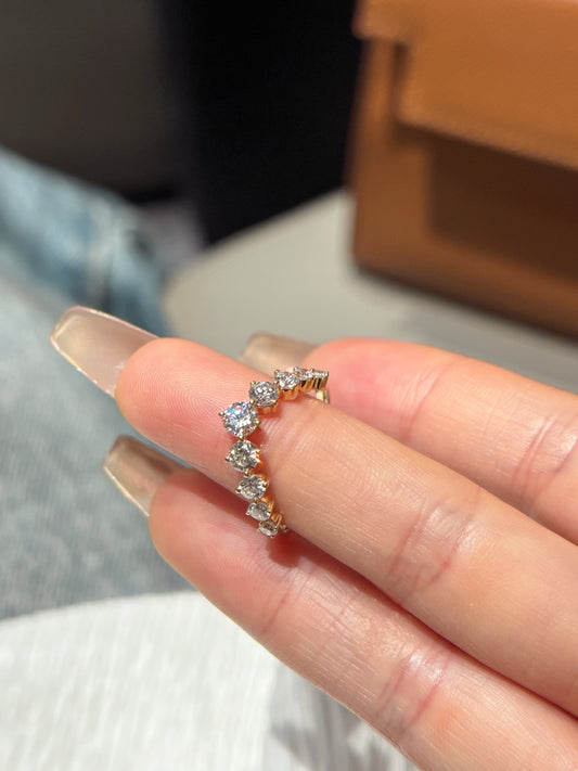 18K Yellow Gold Curved Lab-Grown Diamond Stacking Ring