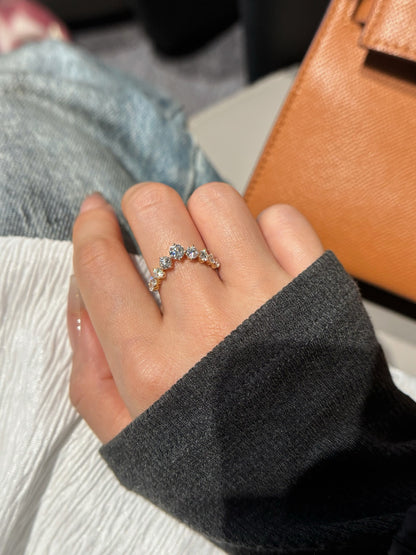 18K Yellow Gold Curved Lab-Grown Diamond Stacking Ring