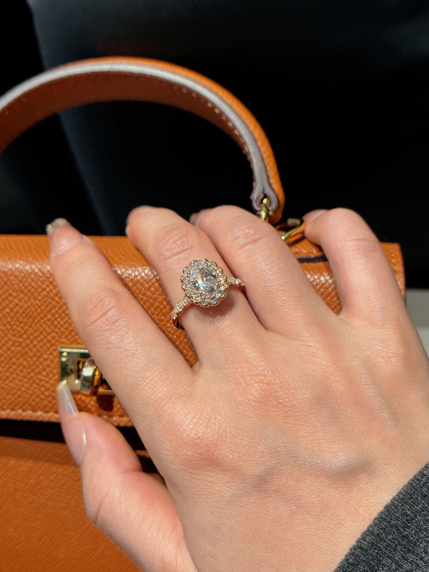 Vintage Floral Halo Lab-Grown Diamond Engagement Ring in 18K Gold