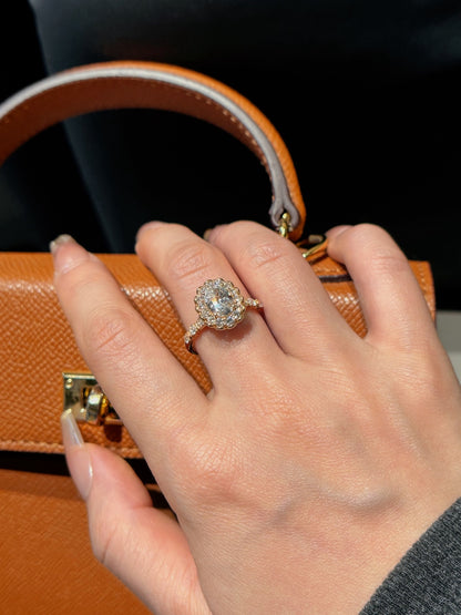 Vintage Floral Halo Lab-Grown Diamond Engagement Ring in 18K Gold