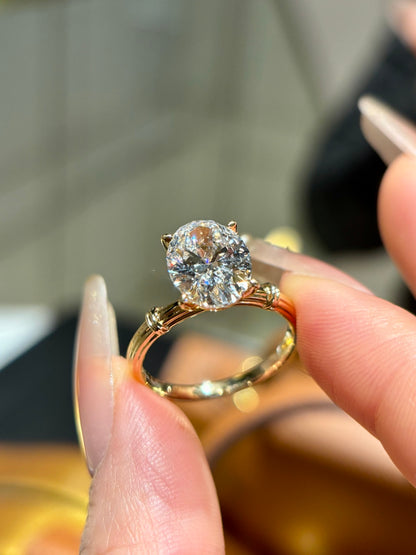 18K Yellow Gold 3.0ct Oval Lab Grown Diamond Solitaire Ring | D Color
