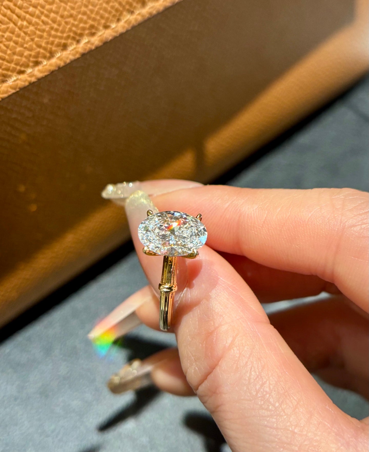 18K Yellow Gold 3.0ct Oval Lab Grown Diamond Solitaire Ring | D Color