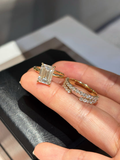 3.1ct Emerald Cut Lab Grown Diamond Ring | 18K Yellow Gold | D Color | Custom Made