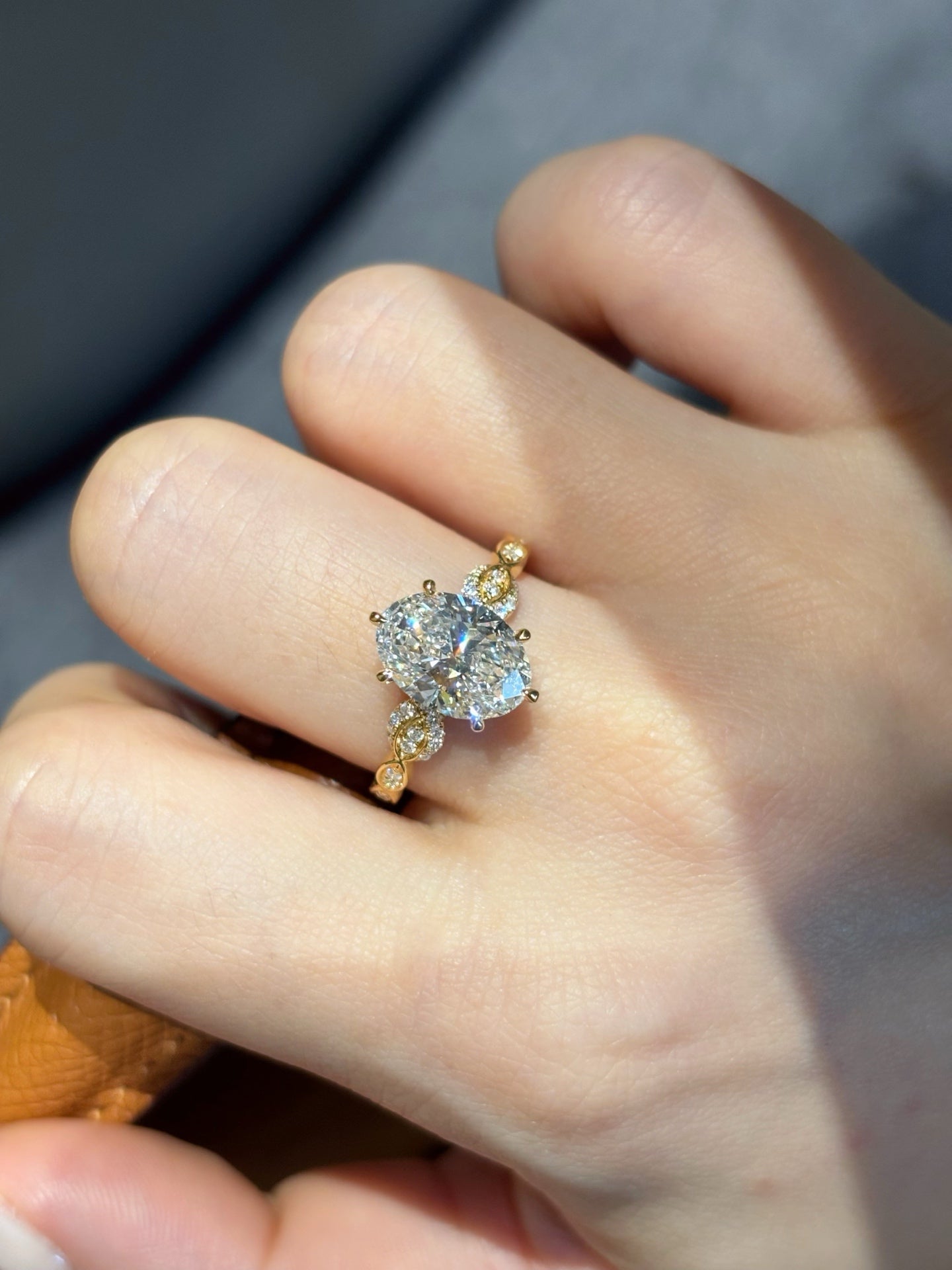 18K Yellow Gold 2.09ct Oval Cut Lab Grown Diamond Ring | D Color