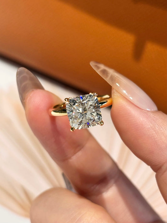 18K Yellow Gold 3.01ct Princess Cut Lab Grown Diamond Ring | D Color