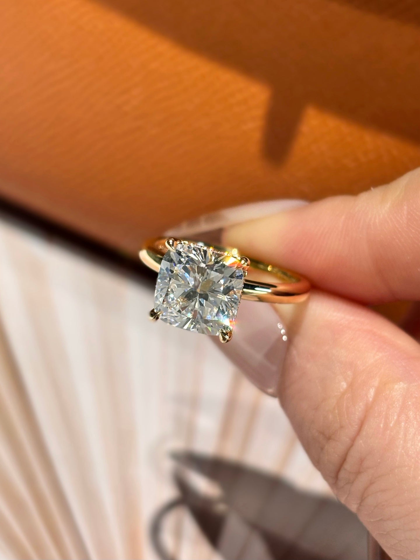 18K Yellow Gold 3.01ct Princess Cut Lab Grown Diamond Ring | D Color