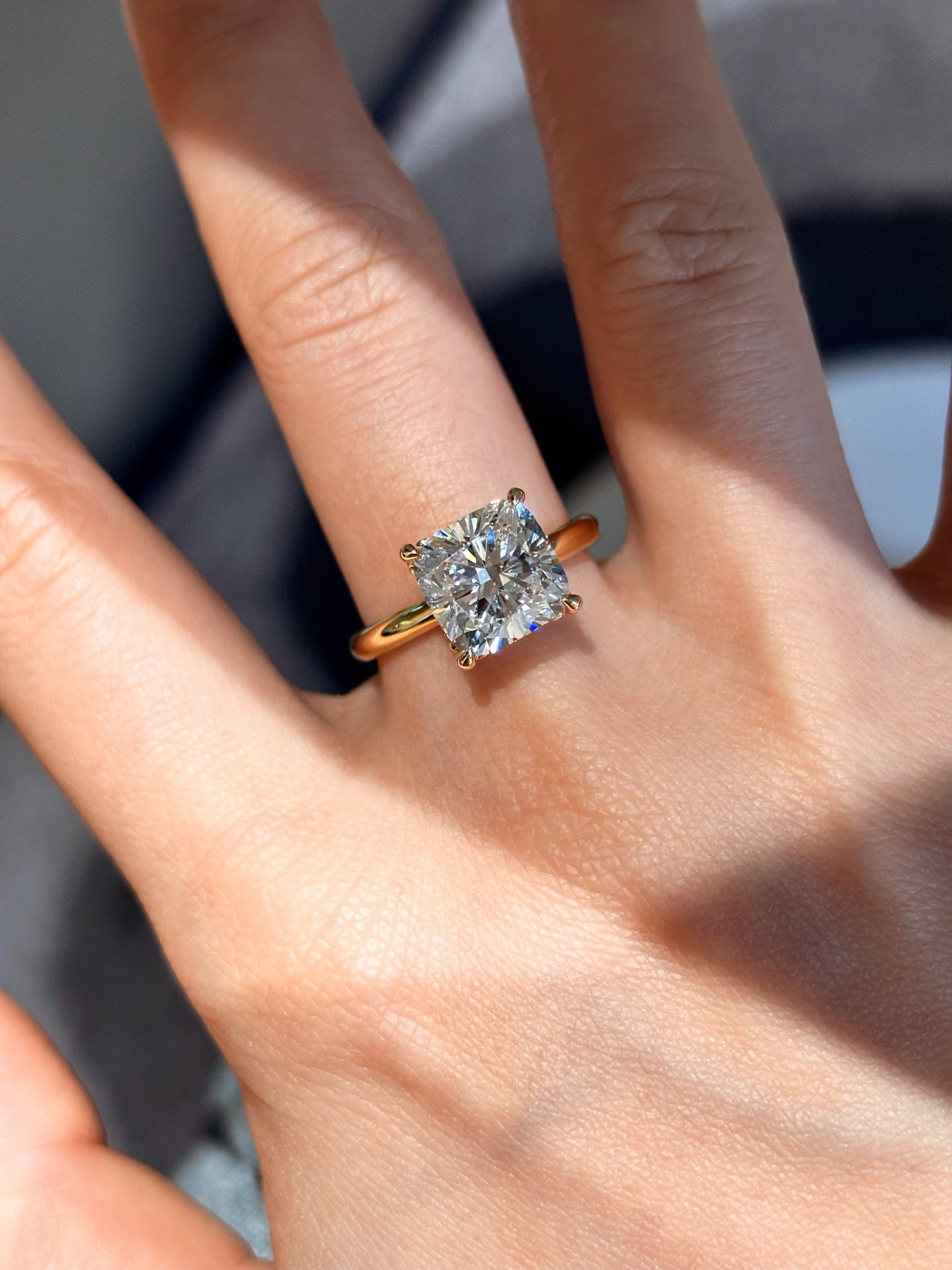 18K Yellow Gold 3.01ct Princess Cut Lab Grown Diamond Ring | D Color