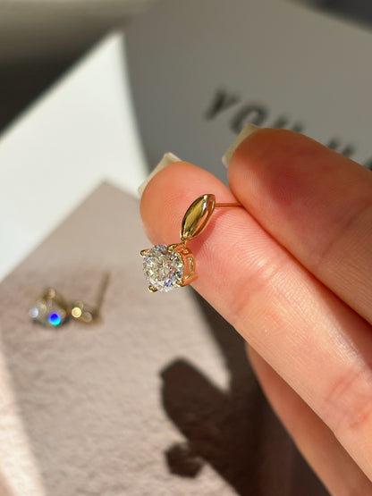 18K Yellow Gold 1.71ct Total D Color Round Brilliant Cut Lab Grown Diamond Drop Earrings - "Luna Glow" Collection