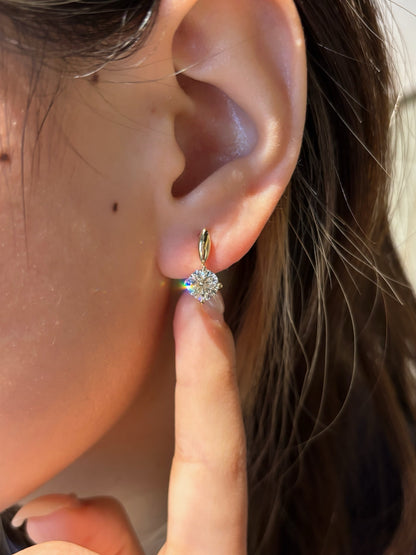 18K Yellow Gold 1.71ct Total D Color Round Brilliant Cut Lab Grown Diamond Drop Earrings - "Luna Glow" Collection