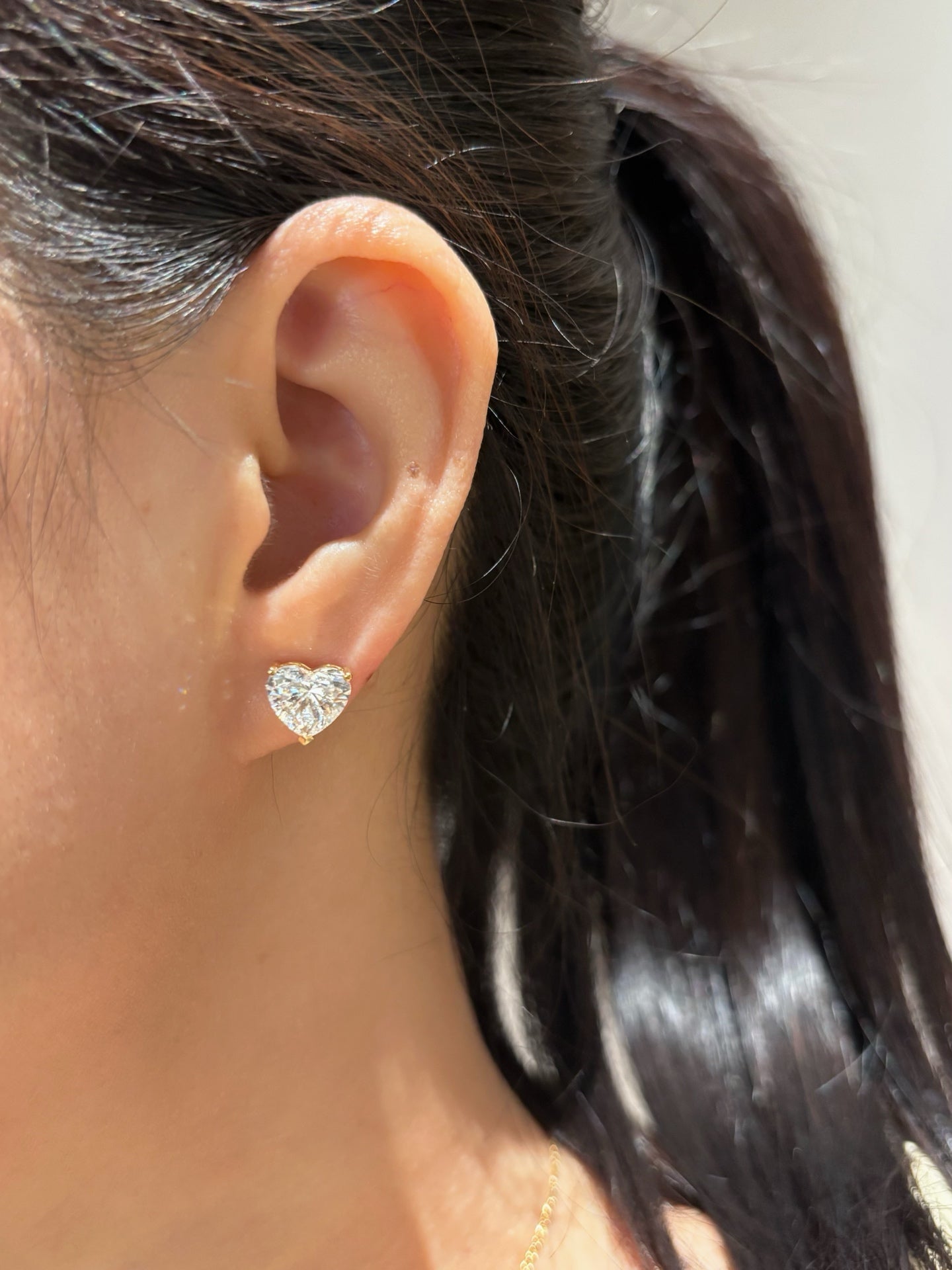 18K Yellow Gold 4.13ct Total D Color Heart Cut Lab Grown Diamond Stud Earrings - "Amour Heart" Collection