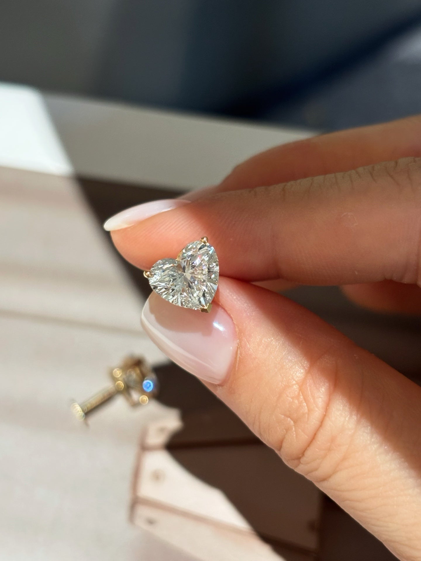 18K Yellow Gold 4.13ct Total D Color Heart Cut Lab Grown Diamond Stud Earrings - "Amour Heart" Collection