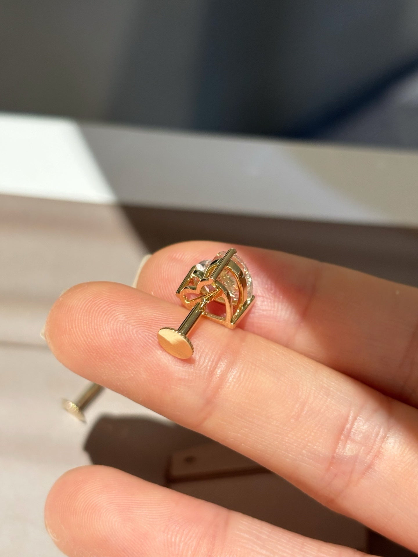 18K Yellow Gold 4.13ct Total D Color Heart Cut Lab Grown Diamond Stud Earrings - "Amour Heart" Collection