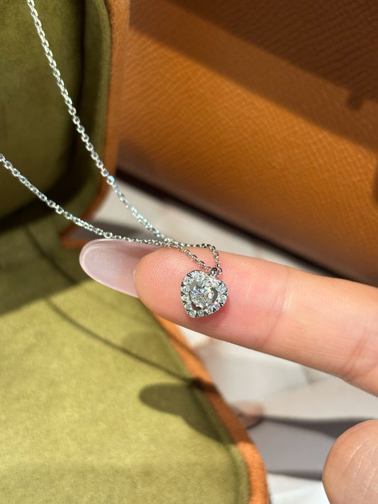 PT950 Platinum 0.155ct D Color Pave Set Heart Lab Grown Diamond Pendant Necklace - "Sweet Heart" Collection