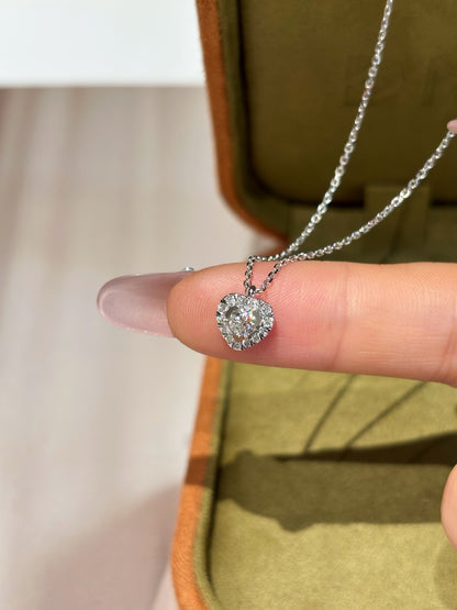 PT950 Platinum 0.155ct D Color Pave Set Heart Lab Grown Diamond Pendant Necklace - "Sweet Heart" Collection