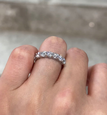 18K Gold / PT950 Platinum 1.303ct Total D-E Color VVS Round Brilliant Cut Lab Grown Diamond Half Eternity Band - "Lumina Half Eternity" Collection