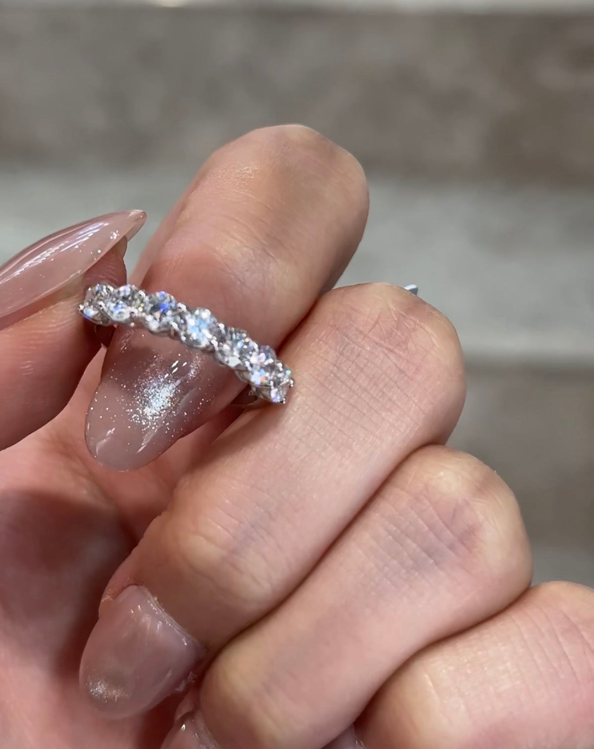 18K Gold / PT950 Platinum 1.303ct Total D-E Color VVS Round Brilliant Cut Lab Grown Diamond Half Eternity Band - "Lumina Half Eternity" Collection