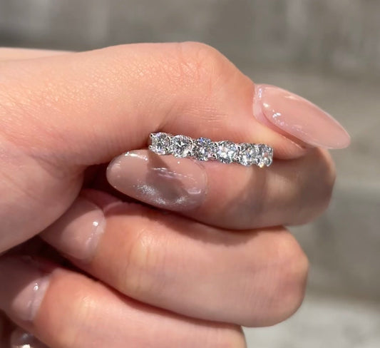 18K Gold / PT950 Platinum 1.303ct Total D-E Color VVS Round Brilliant Cut Lab Grown Diamond Half Eternity Band - "Lumina Half Eternity" Collection