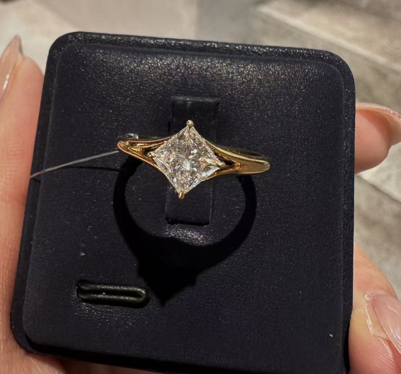 18K Yellow Gold 1ct D Color VVS2 Princess Cut Lab Grown Diamond Solitaire Ring - "Prism Solitaire" Collection