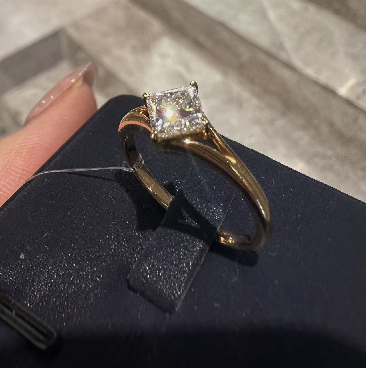 18K Yellow Gold 1ct D Color VVS2 Princess Cut Lab Grown Diamond Solitaire Ring - "Prism Solitaire" Collection