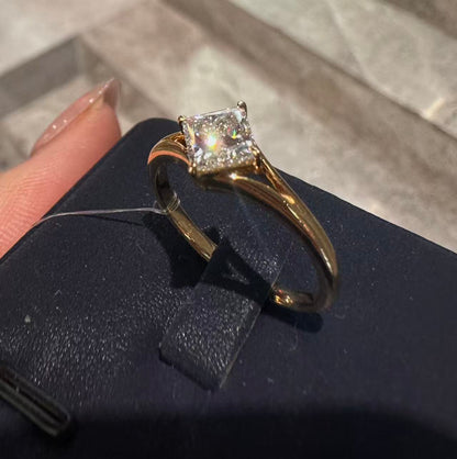 18K Yellow Gold 1ct D Color VVS2 Princess Cut Lab Grown Diamond Solitaire Ring - "Prism Solitaire" Collection