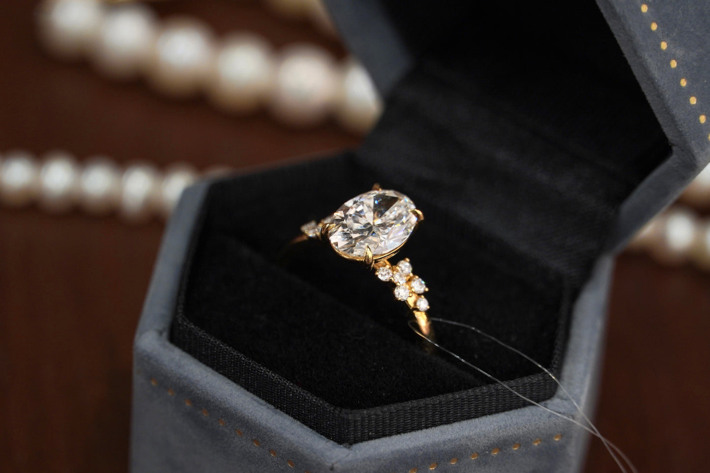 18K Yellow Gold Lab Grown Diamond Vintage Cluster Ring