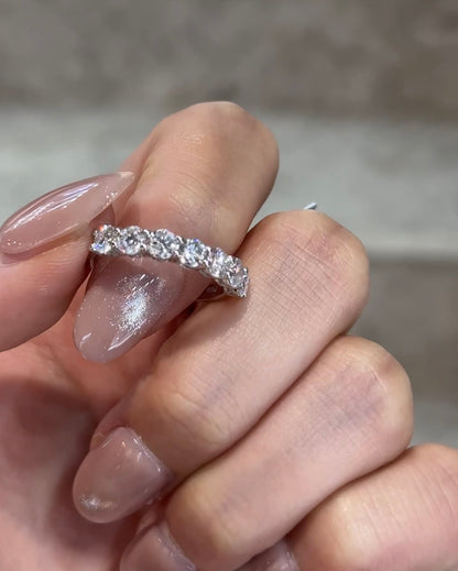 18K Gold / PT950 Platinum 1.303ct Total D-E Color VVS Round Brilliant Cut Lab Grown Diamond Half Eternity Band - "Lumina Half Eternity" Collection
