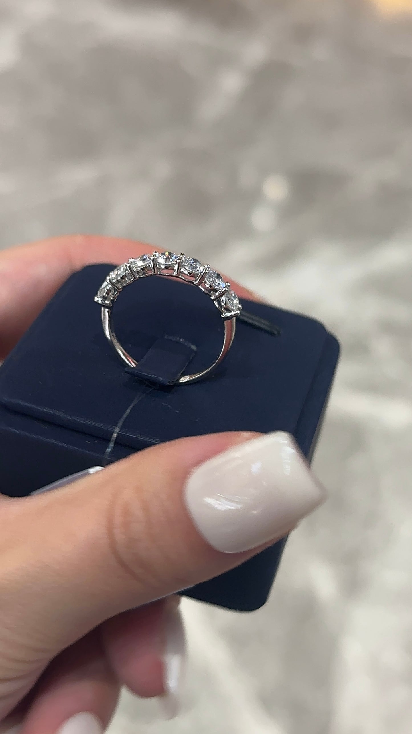 Platinum Half Eternity Diamond Band Ring - PT950, Certified VVS1 D Color Lab Grown Diamond Wedding Band