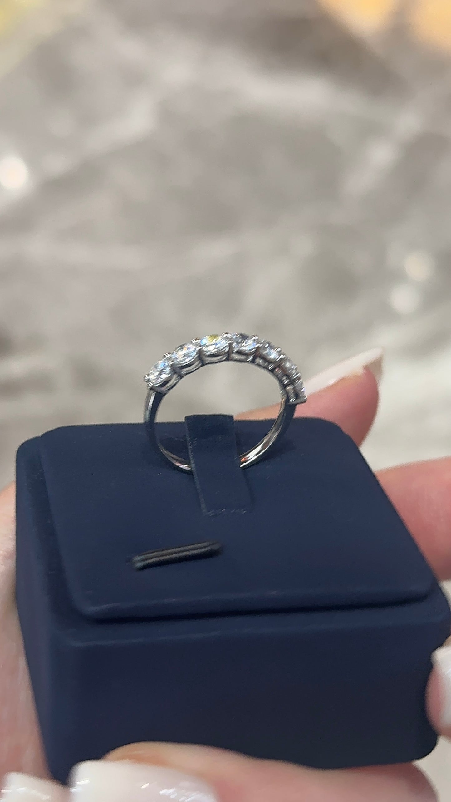 Platinum Half Eternity Diamond Band Ring - PT950, Certified VVS1 D Color Lab Grown Diamond Wedding Band