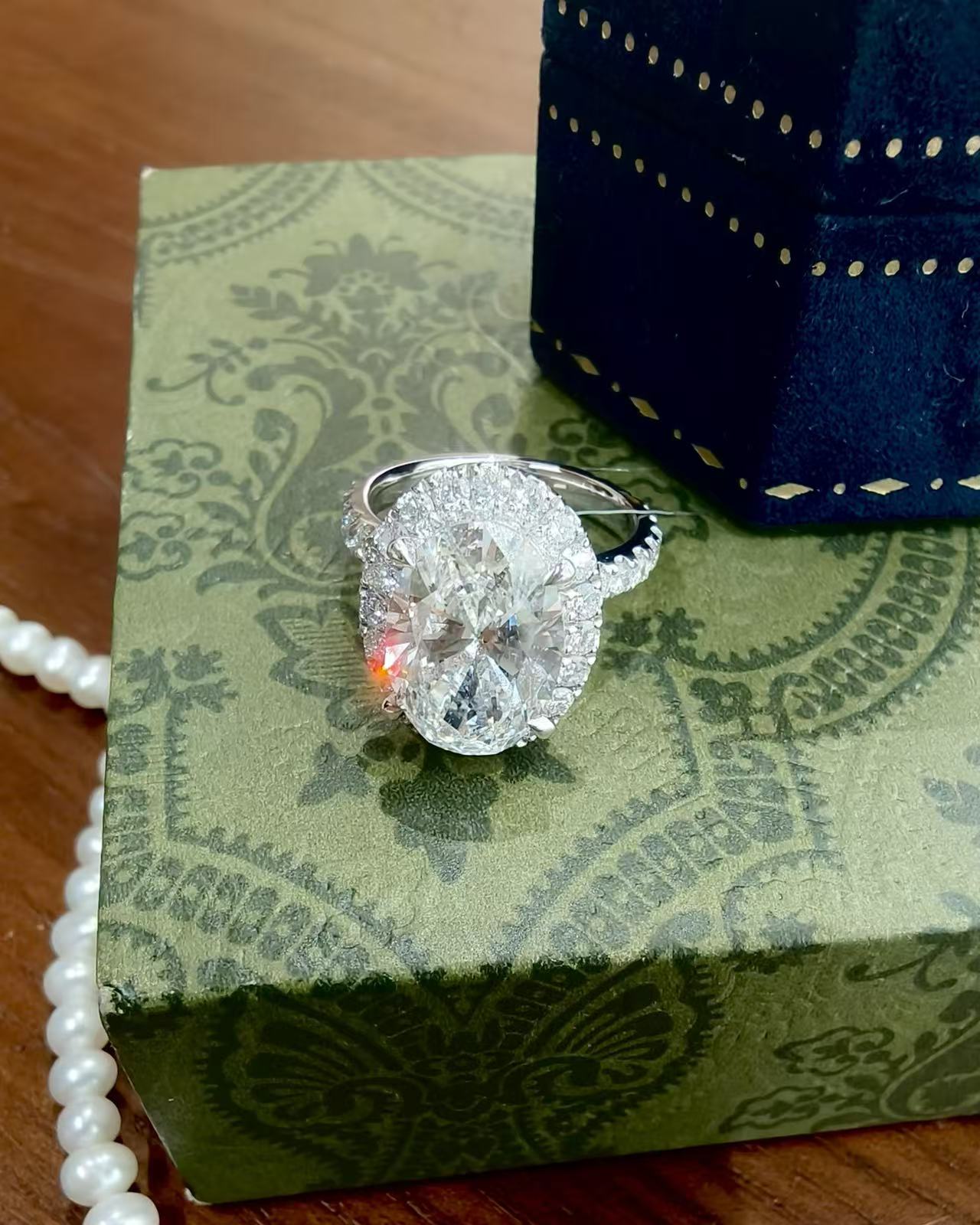 5.52ct Oval Lab-Grown Diamond Double Halo Engagement Ring