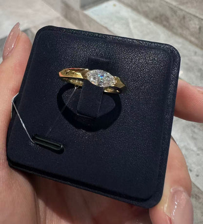 18K Yellow Gold 0.51ct D-E Color VVS1-VVS2 Oval Cut Lab Grown Diamond Solitaire Ring - "Elegant Oval" Collection