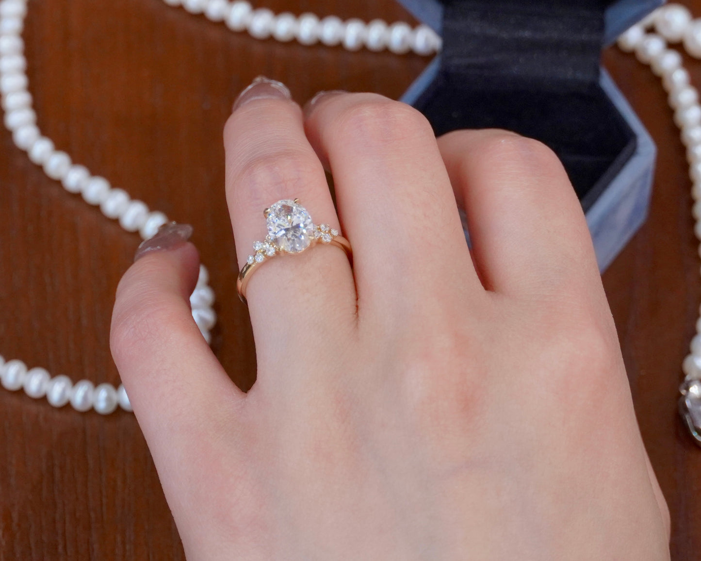 18K Yellow Gold Lab Grown Diamond Vintage Cluster Ring