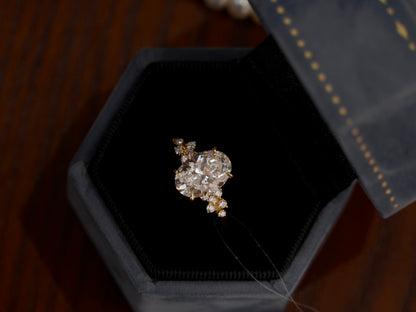 18K Yellow Gold Lab Grown Diamond Vintage Cluster Ring