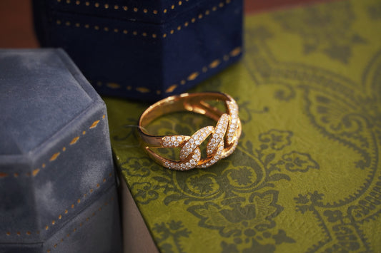 18K Yellow Gold Lab Grown Diamond Pavé Ring