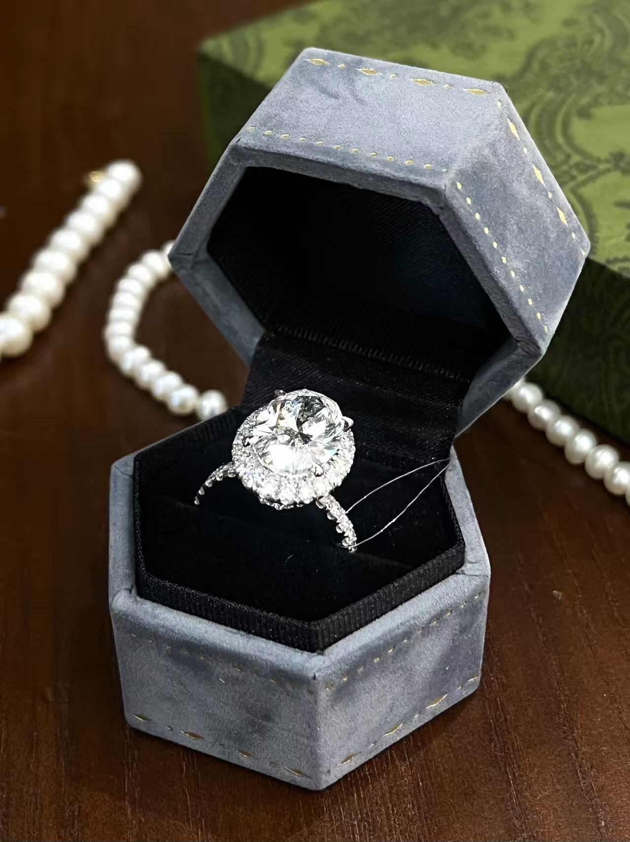 5.52ct Oval Lab-Grown Diamond Double Halo Engagement Ring