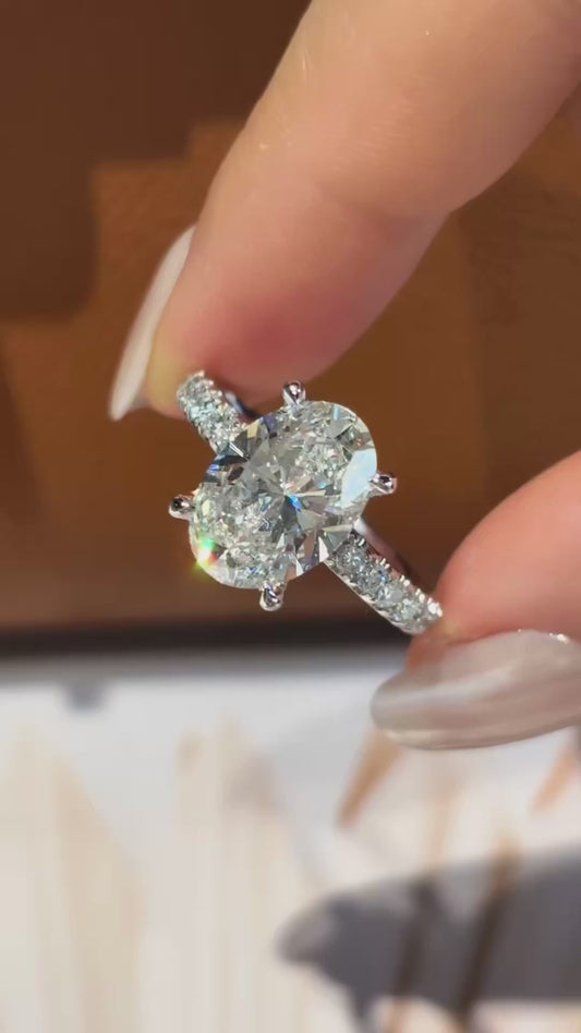 PT950 Platinum 3.01ct D Color Round Brilliant Cut Lab Grown Diamond Halo Engagement Ring - "Eternal Halo" Collection