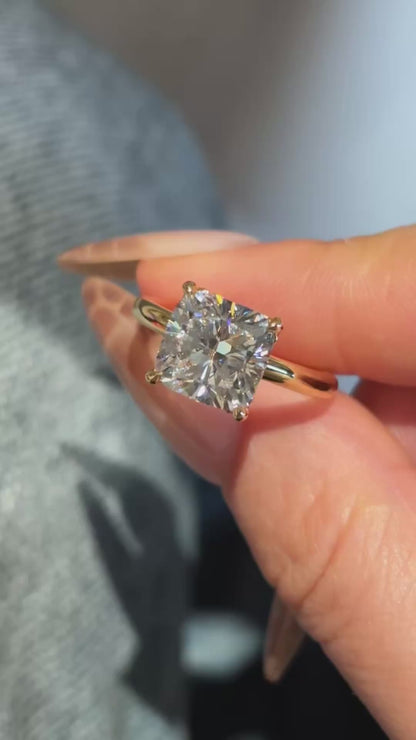18K Yellow Gold 3.01ct Princess Cut Lab Grown Diamond Ring | D Color