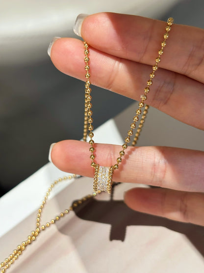 18K Yellow Gold Lab-Grown Diamond Cylinder Pendant Necklace
