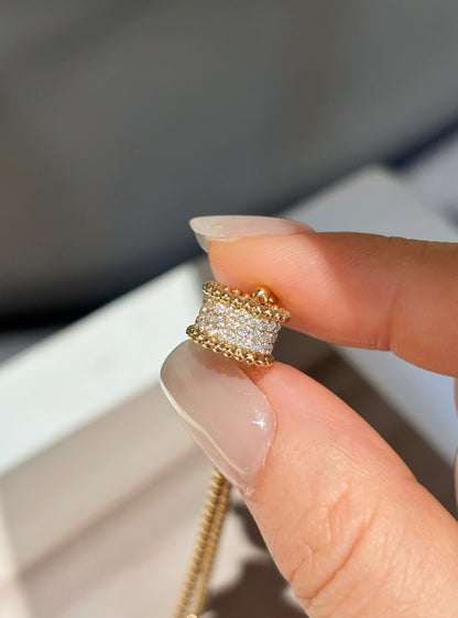 18K Yellow Gold Lab-Grown Diamond Cylinder Pendant Necklace