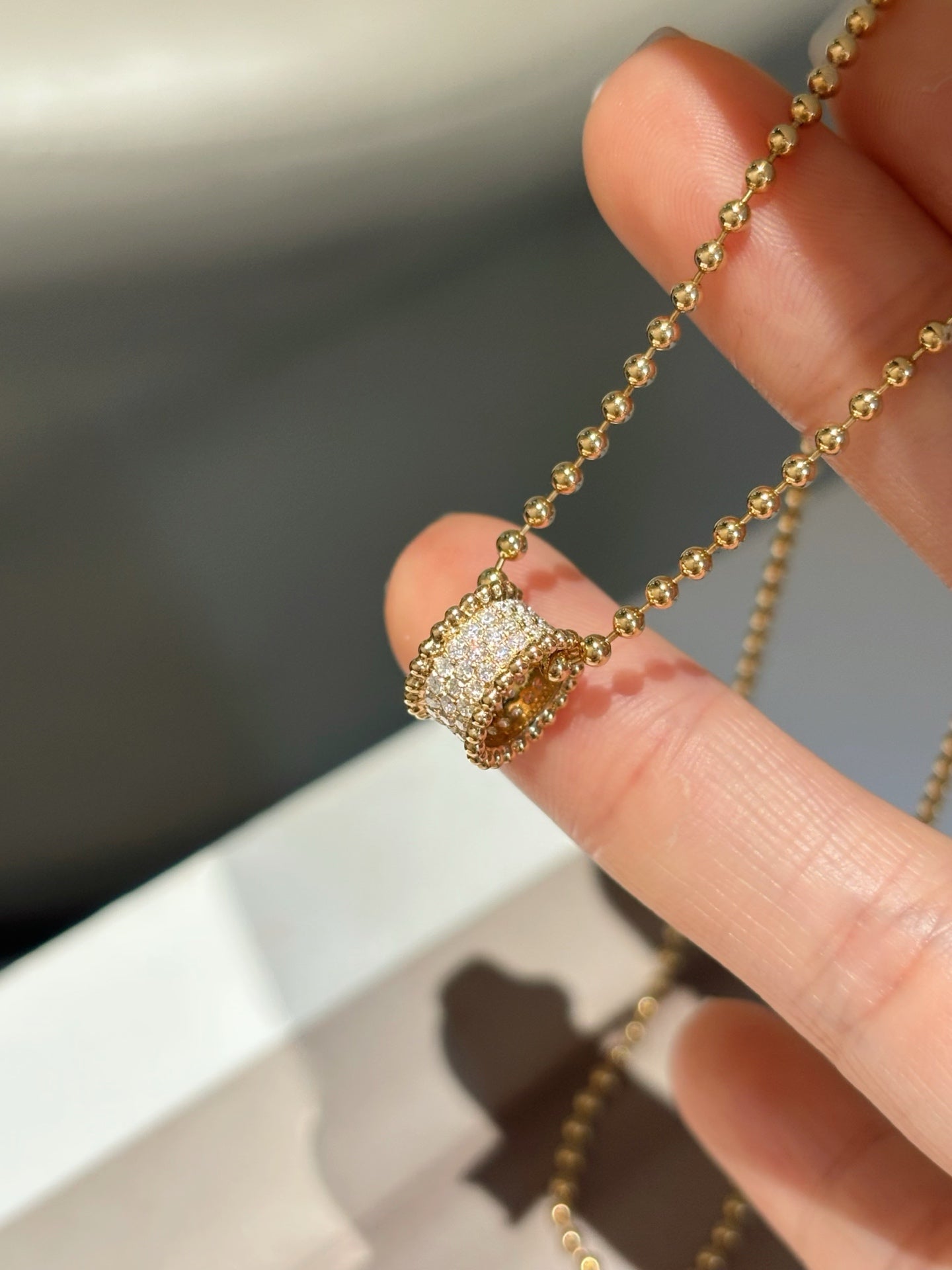 18K Yellow Gold Lab-Grown Diamond Cylinder Pendant Necklace